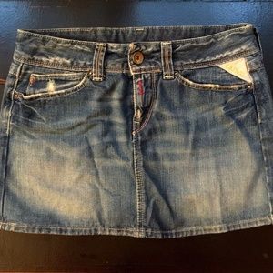 REPLAY Distress Fade Blue Denim Jean Mini Skirt S